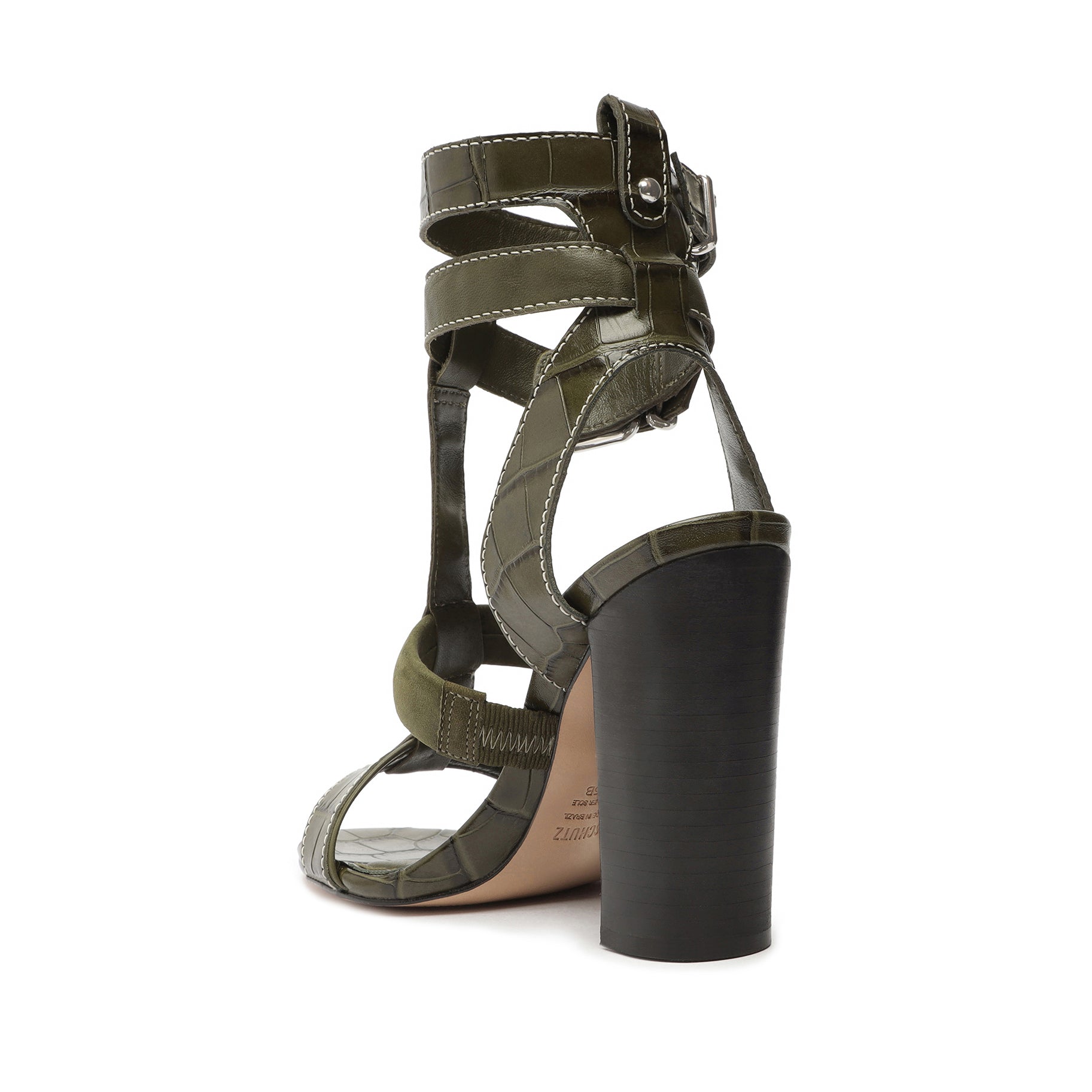 Chantelle Crocodile-Embossed Leather Sandal Sandals OLD    - Schutz Shoes