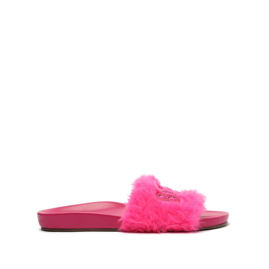 Boss Babe Flat Sandal Flats Sale 5 Vibrant Pink Alpaca Hair & Nappa Leather - Schutz Shoes