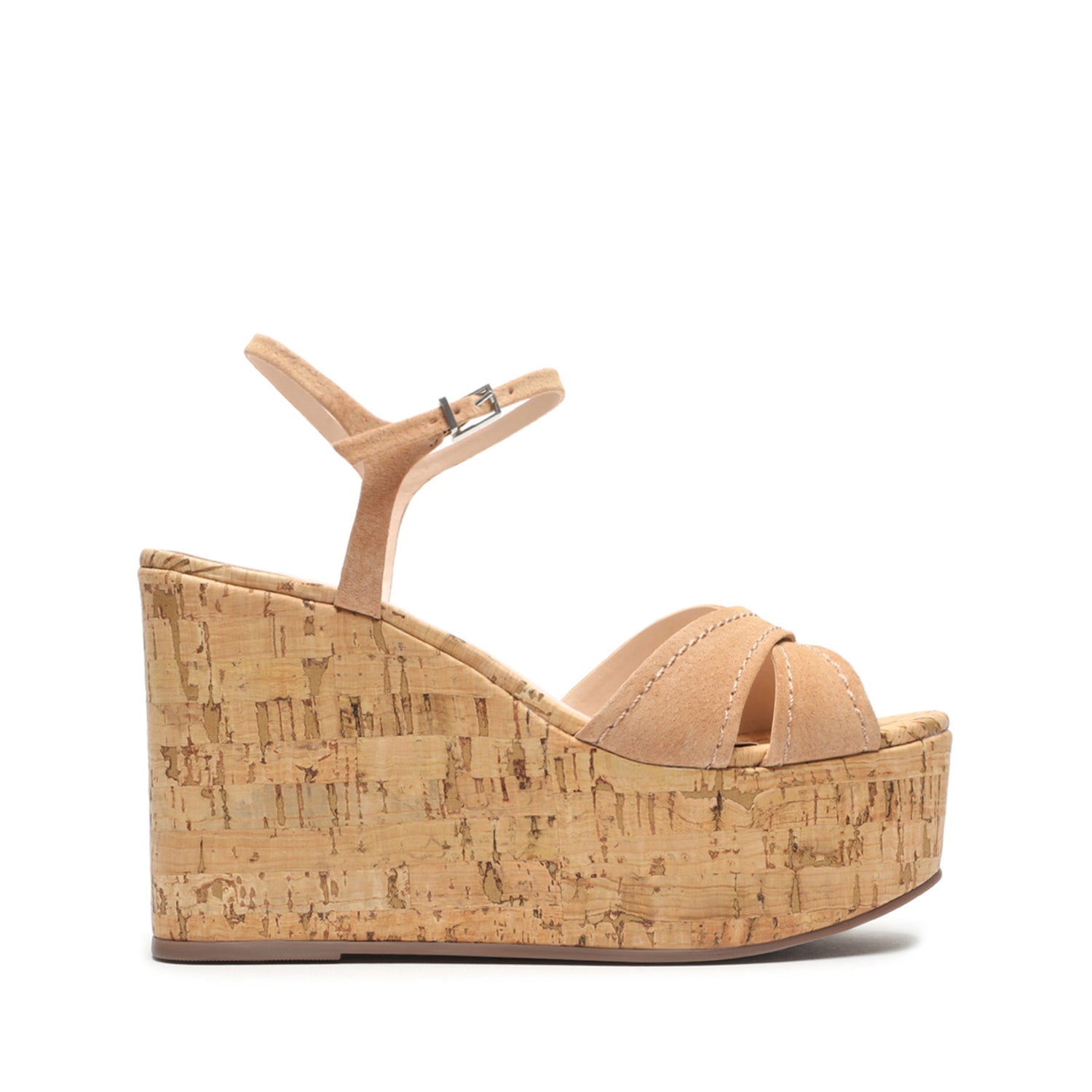 Bellina Leather & Cork Wedge Sandals Sale 5 Honey Beige MAYALE - Schutz Shoes