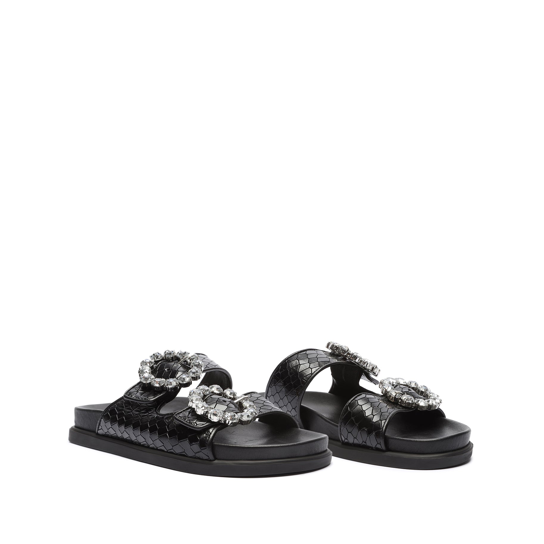 Ariel Embellished Embossed-Leather Sandal Flats Sale    - Schutz Shoes