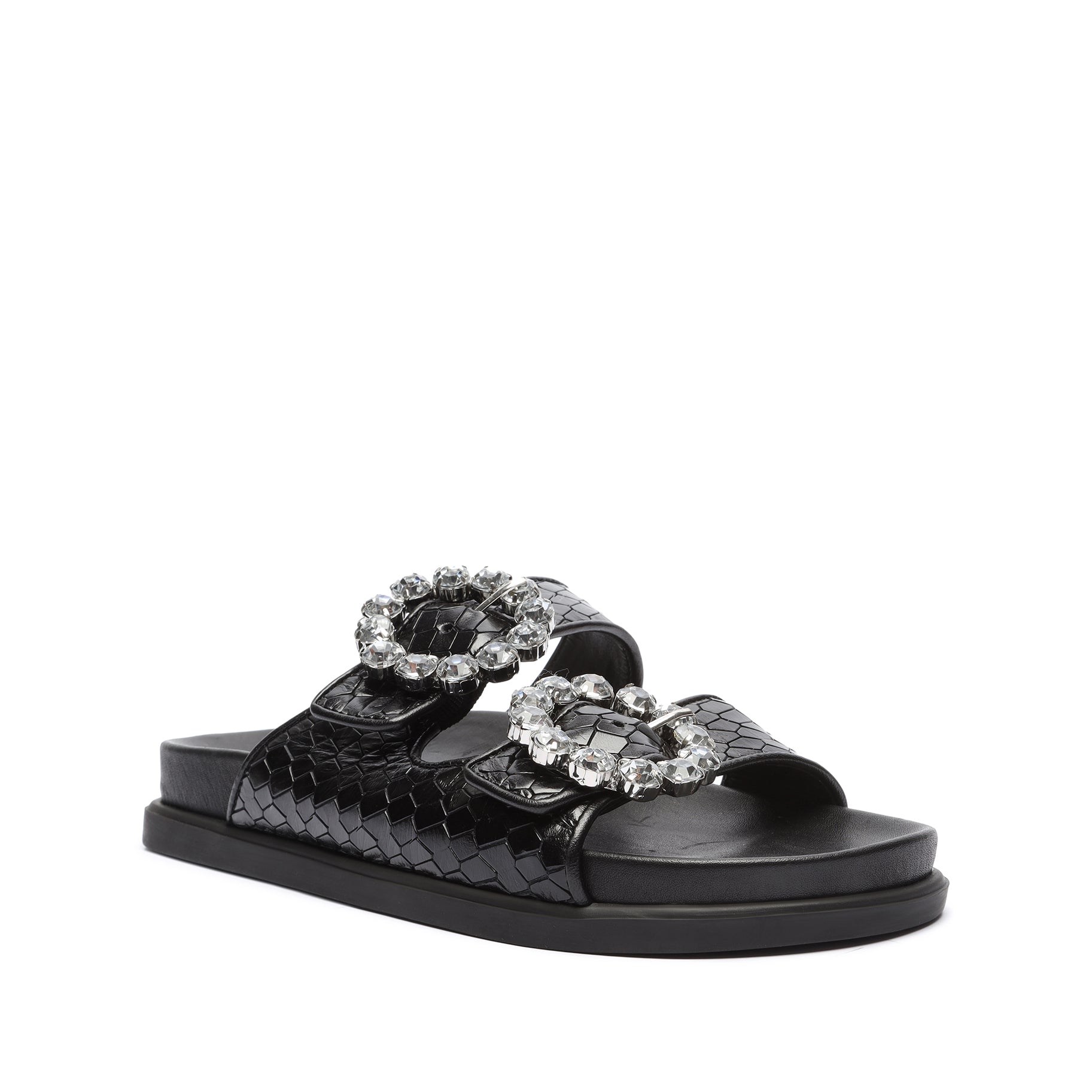 Ariel Embellished Embossed-Leather Sandal Flats Sale    - Schutz Shoes