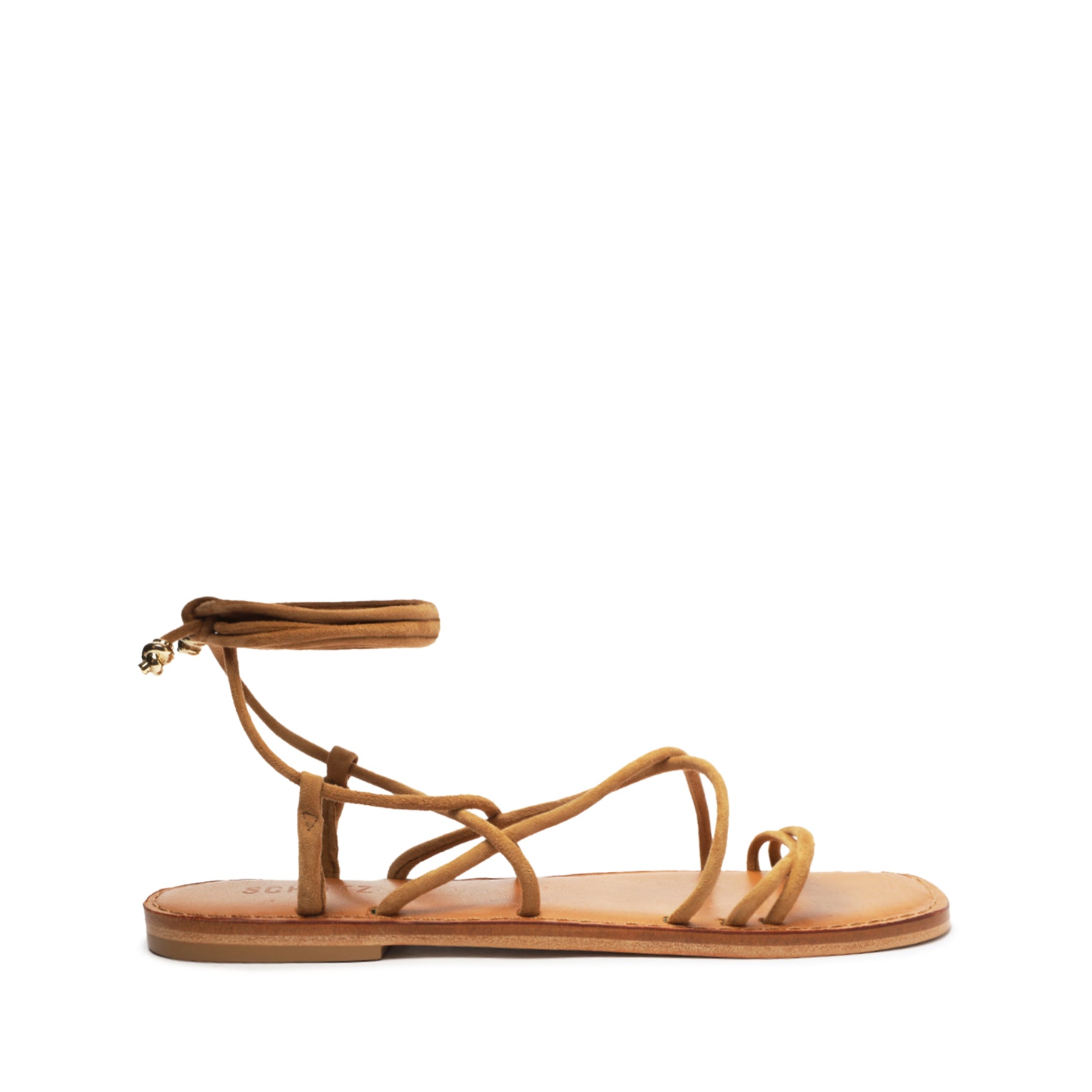 Magdalena Suede Sandal Flats Spring 23 5 Nude Caramel Suede - Schutz Shoes