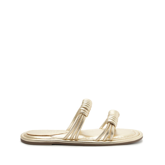 Binky Metallic Leather Sandal Flats Summer 23 5 Gold Metallic Leather - Schutz Shoes