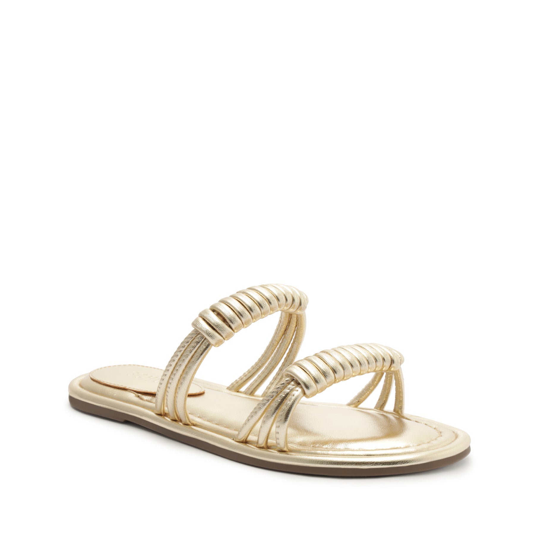 Binky Metallic Leather Sandal Flats Summer 23    - Schutz Shoes