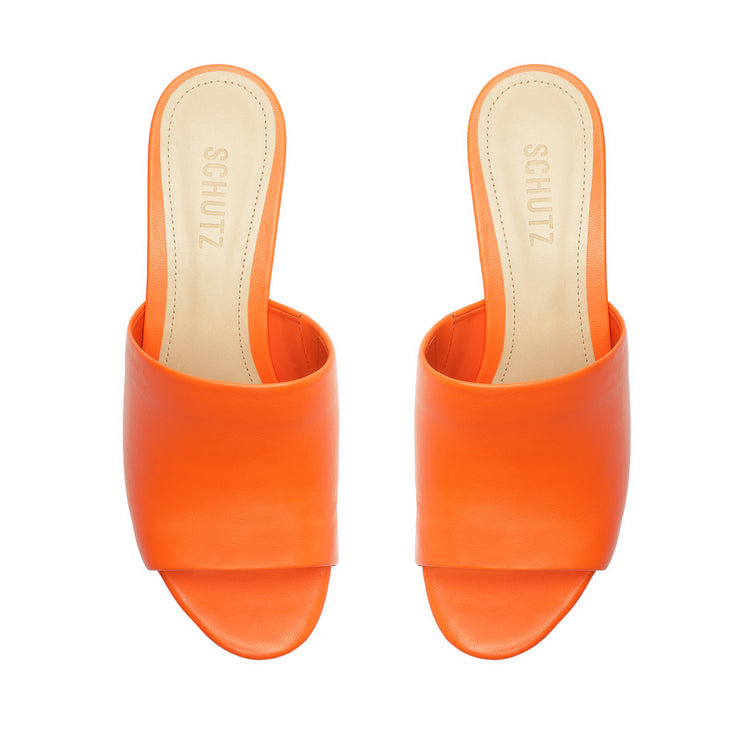 Dalle Cutout Nappa Leather Sandal Flame Orange Nappa Leather