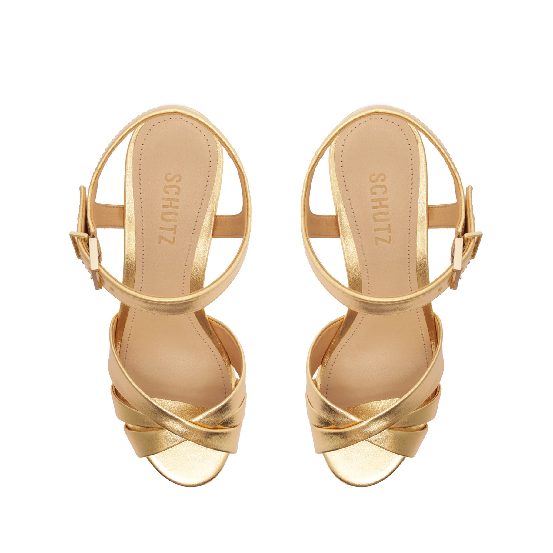 Keefa Cutout Metallic Leather Sandal Sandals Spring 23    - Schutz Shoes