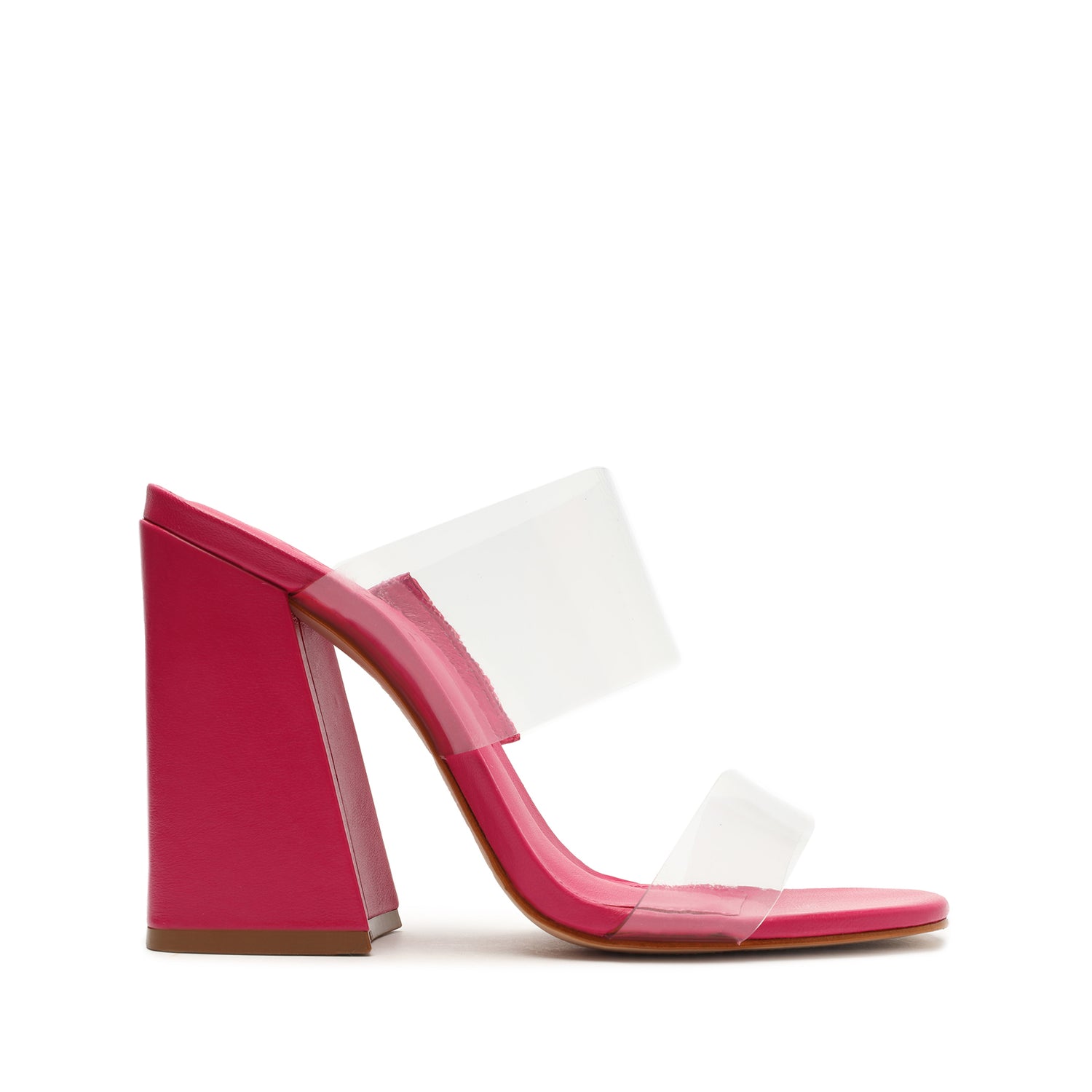 Victorie High Block Sandal 5 Hot Pink Vinyl & Nappa Leather - Schutz Shoes