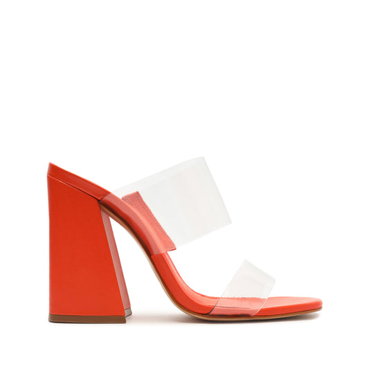 Victorie High Block Sandal Sale 5 Bright Tangerine Vinyl & Nappa Leather - Schutz Shoes