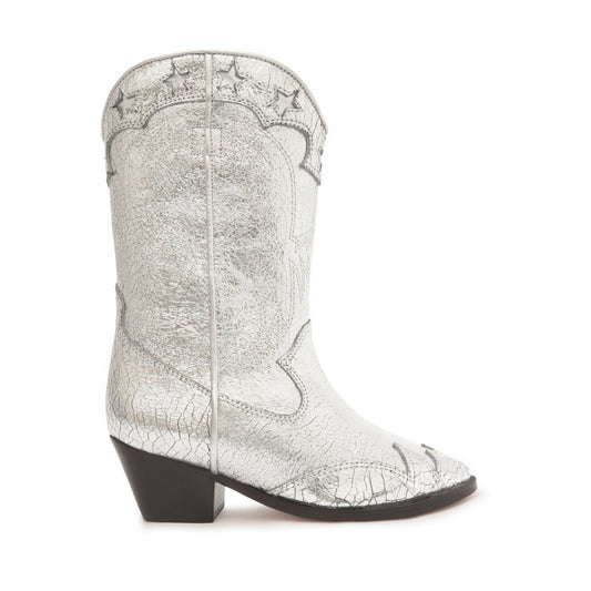 Cicera Metallic Leather Bootie Booties FALL 23 5 Silver Metallic Leather - Schutz Shoes