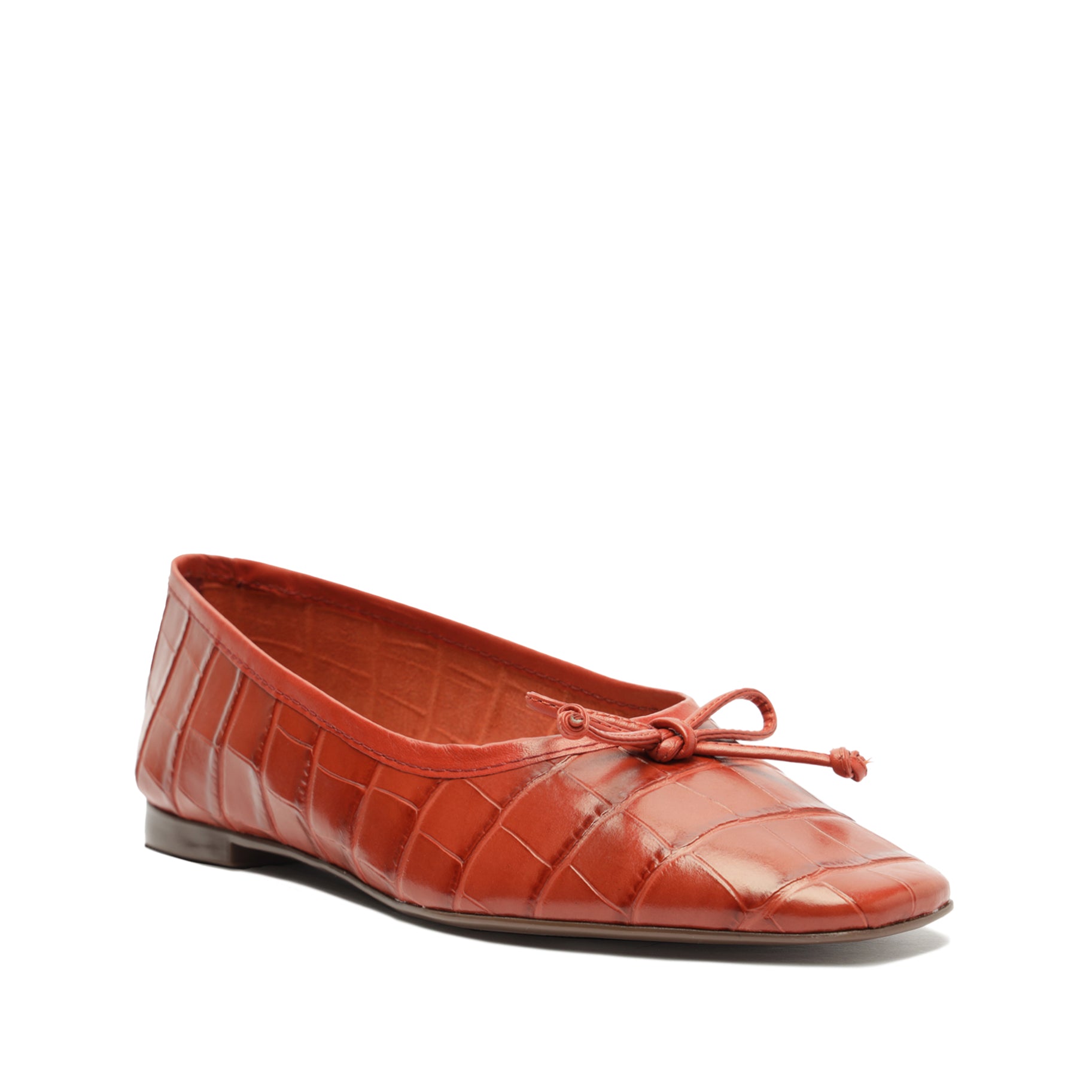 Arissa Crocodile-Embossed Leather Flat Flats FALL 23    - Schutz Shoes