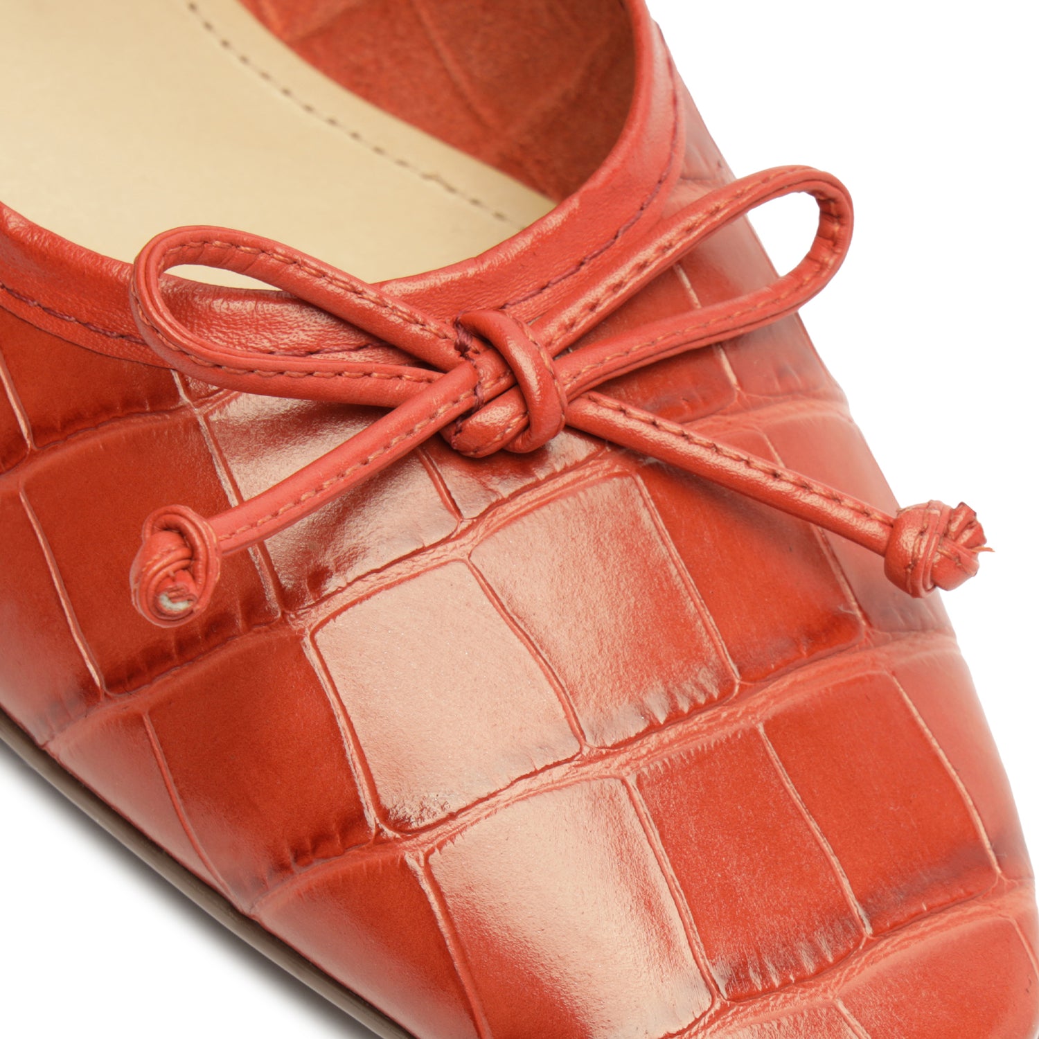 Arissa Crocodile-Embossed Leather Flat Flats Fall 23    - Schutz Shoes