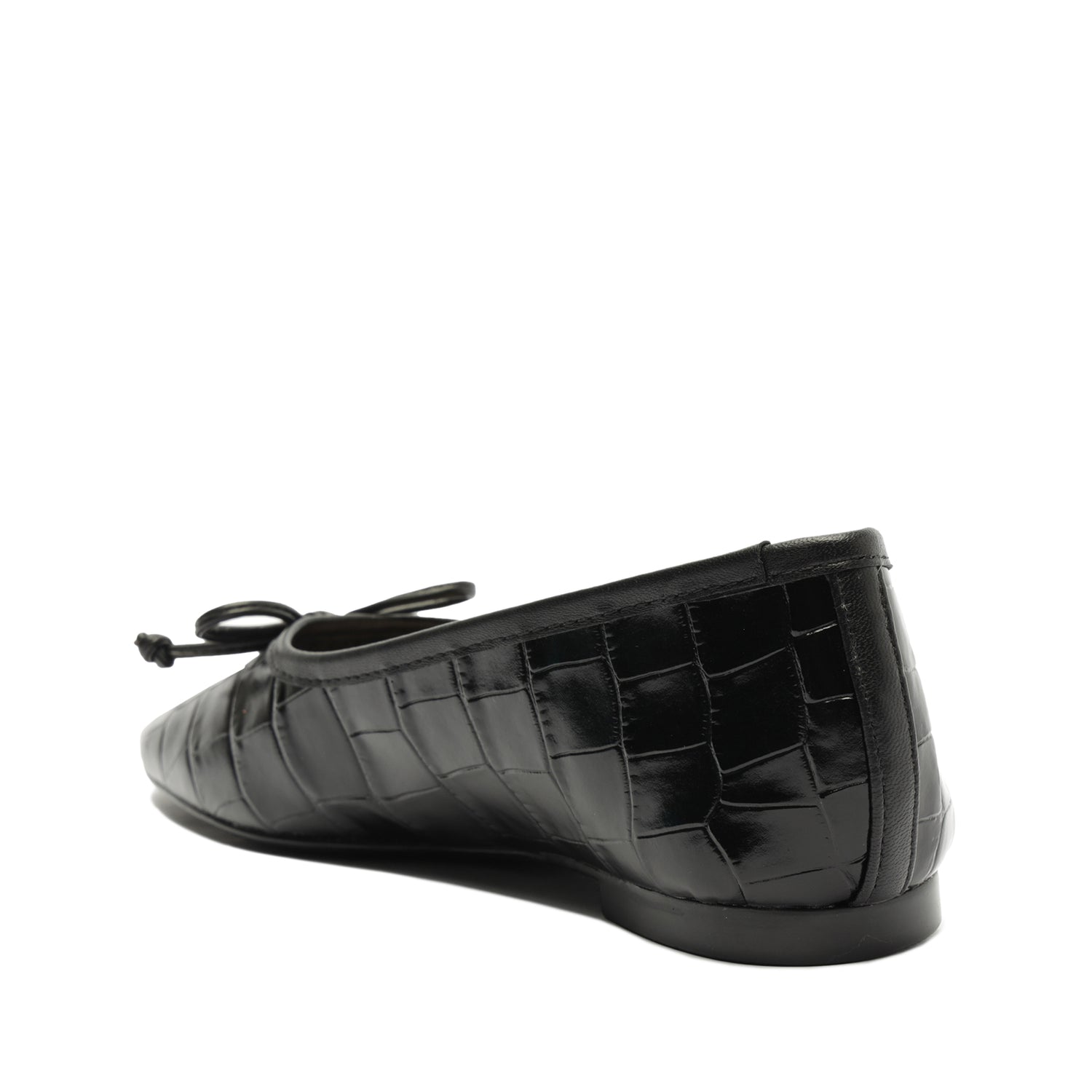 Arissa Crocodile-Embossed Leather Flat Black