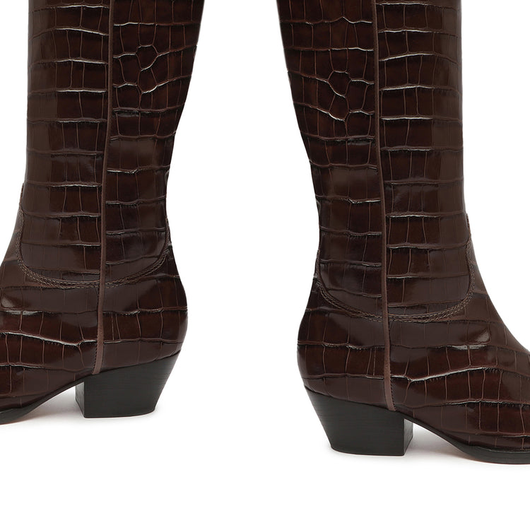 Tessie Casual Up Crocodile-Embossed Leather Boot Boots Fall 22    - Schutz Shoes