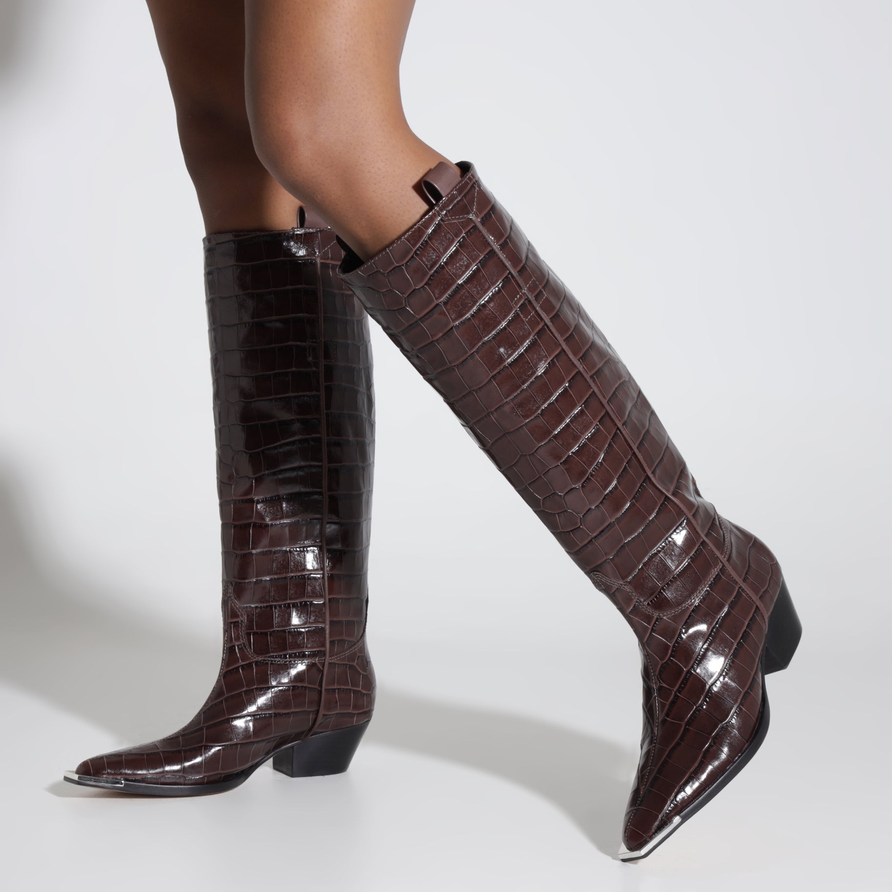 Tessie Casual Up Crocodile-Embossed Leather Boot Boots OLD    - Schutz Shoes