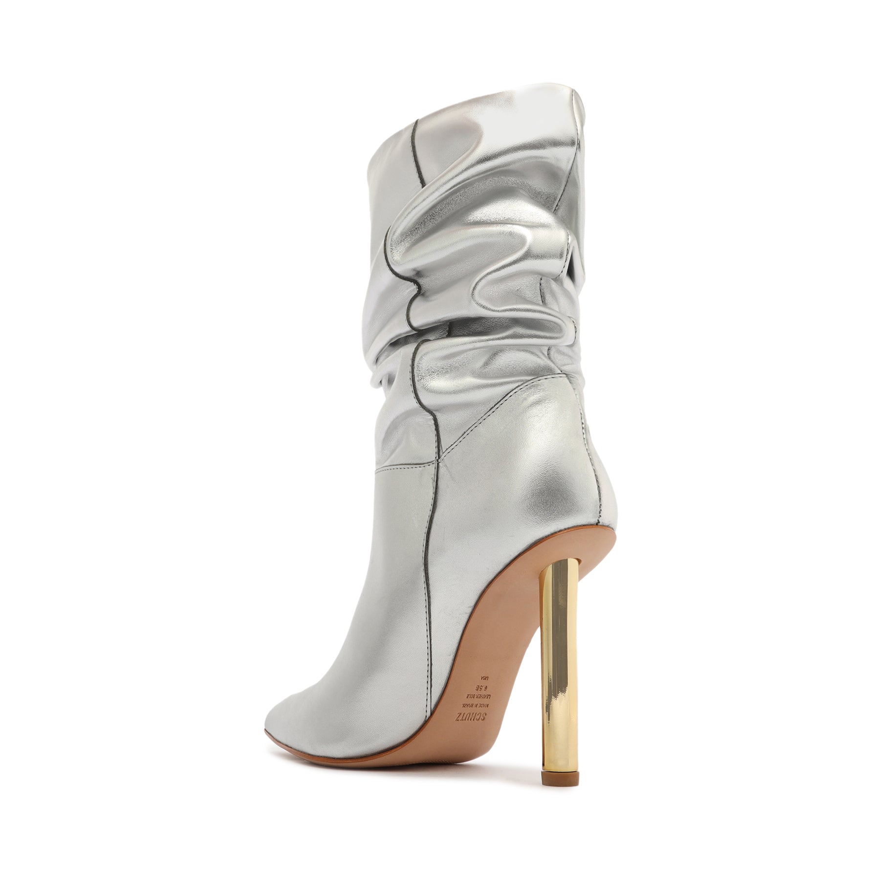 Ashlee Pin Heel Metallic Leather Bootie Winter 22 - Schutz Shoes