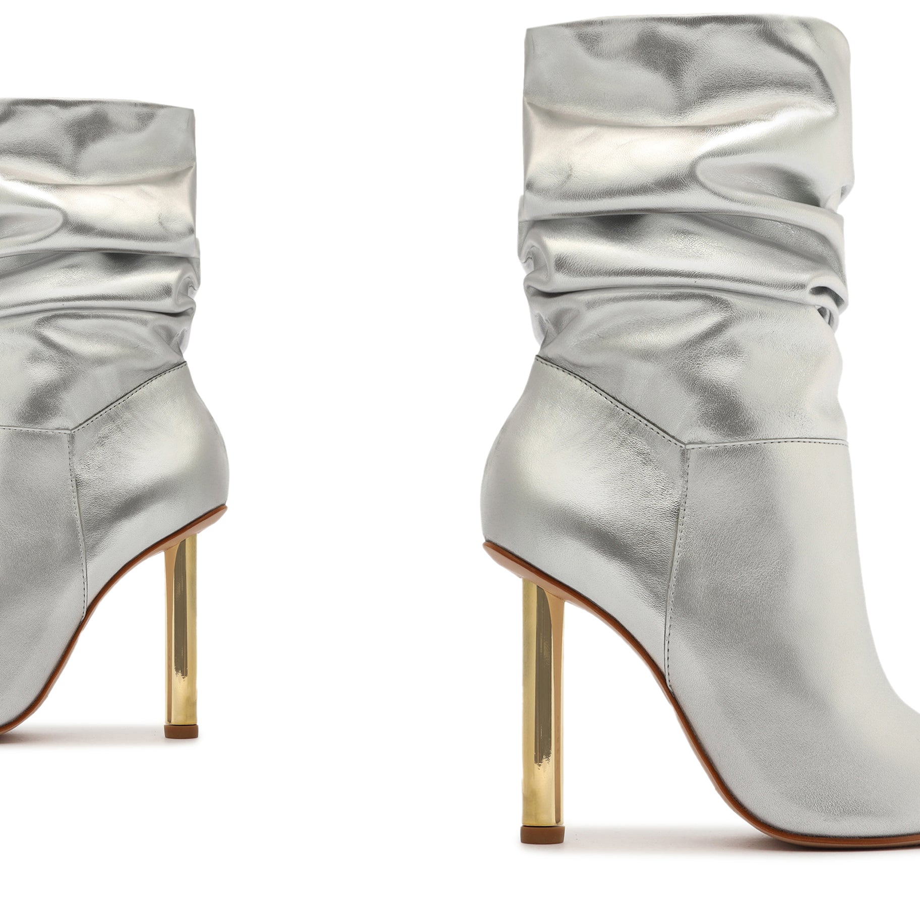 Ashlee Pin Heel Metallic Leather Bootie Booties Winter 22    - Schutz Shoes