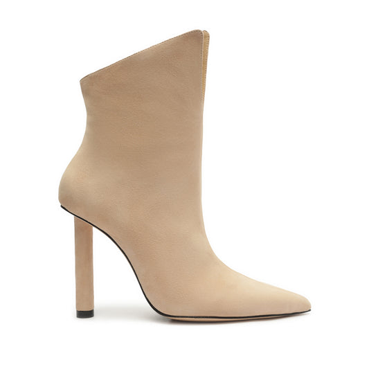 Viha Casual Suede Bootie Booties Open Stock 5 Almond Suede - Schutz Shoes