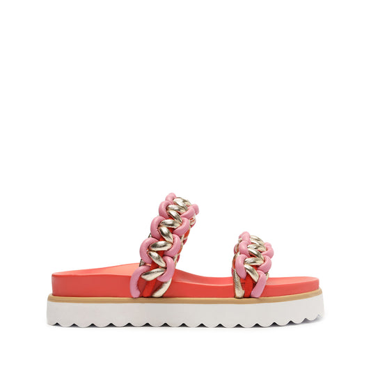 Juliet Sport Suede & Leather Sandal Flats Sale 5 Coral Suede & Metallic Leather - Schutz Shoes