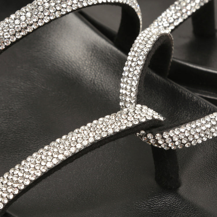 Phoebe Sporty Nappa Leather Sandal Black Crystal