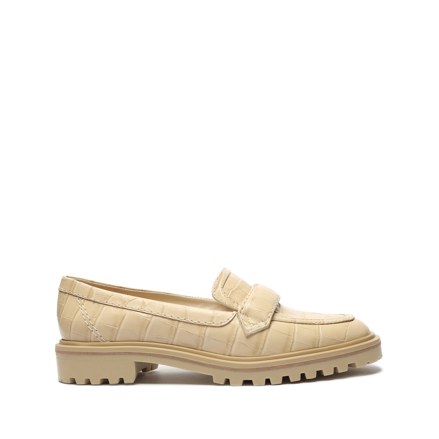 Kristine Crocodile-Embossed Leather Loafer 5 Eggshell Wide Croco - Schutz Shoes