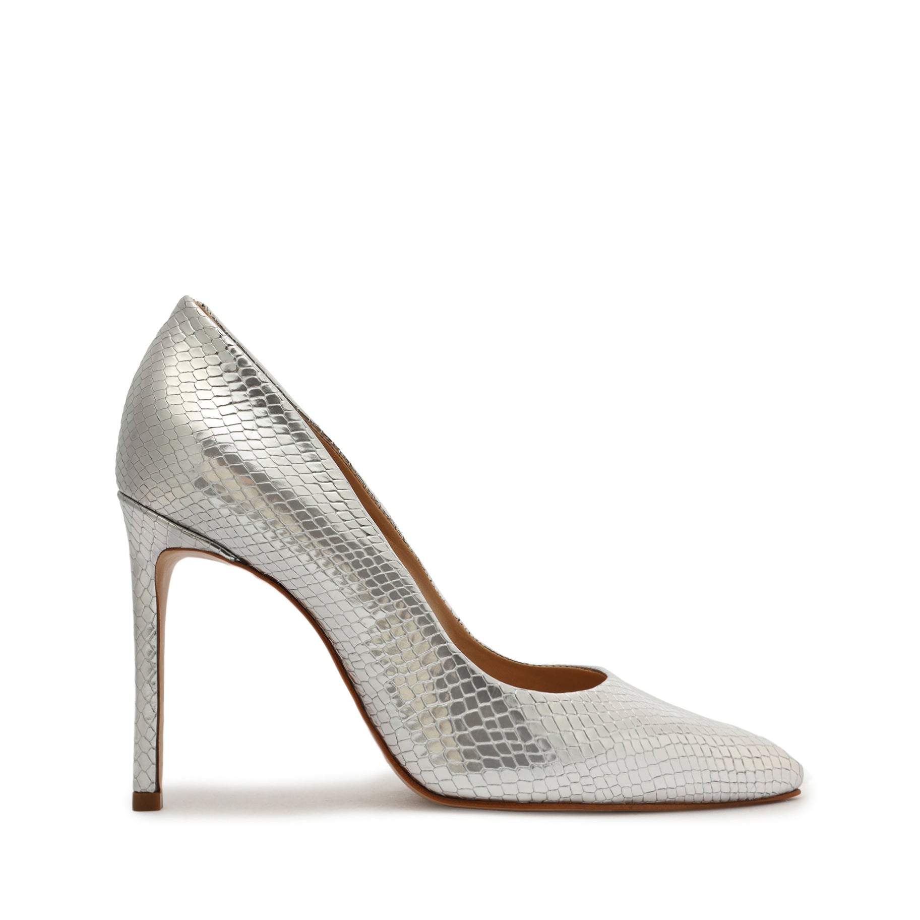 Lou Metallic Snake-Embossed Leather Pump Pumps OLD 5 Silver Metallic Snake-Embossed Leather - Schutz Shoes