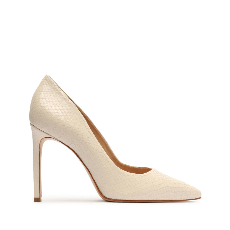 Lou Snake-Embossed Leather Pump Pumps Pre Fall 22 5 Sugar White Snake-Embossed Leather - Schutz Shoes