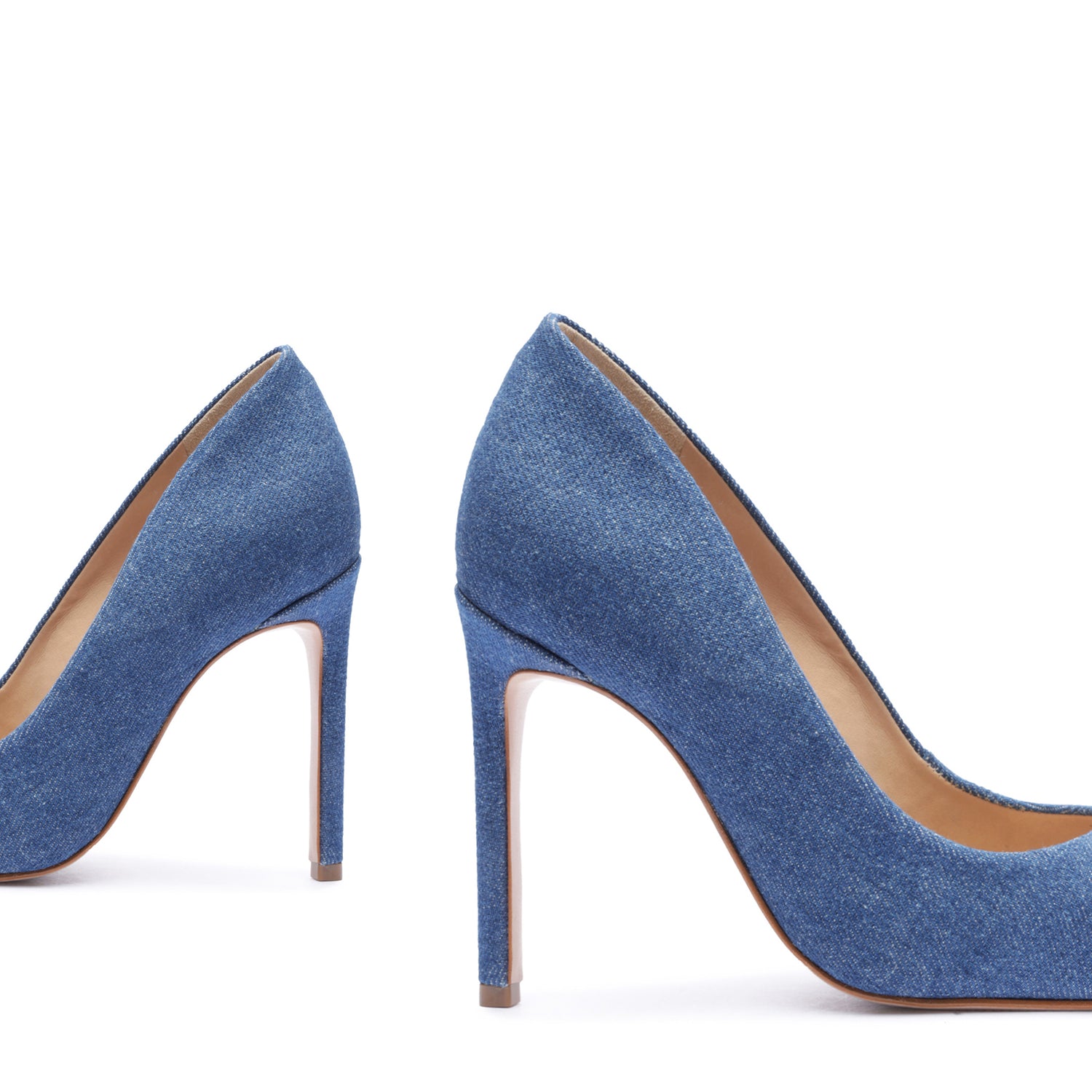ASOS DESIGN Pria embellished slingback heeled shoes in denim | ASOS