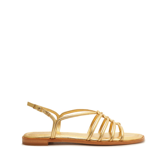 Octavia Metallic Leather Sandal Flats OLD 5 Gold Metallic Leather - Schutz Shoes