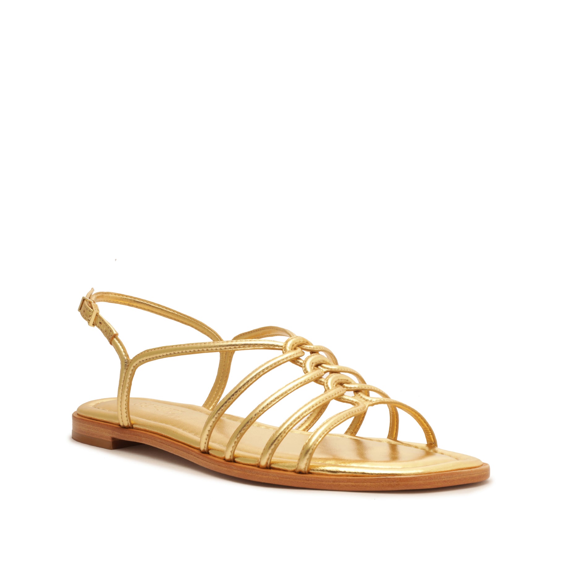 Octavia Metallic Leather Sandal Flats OLD    - Schutz Shoes