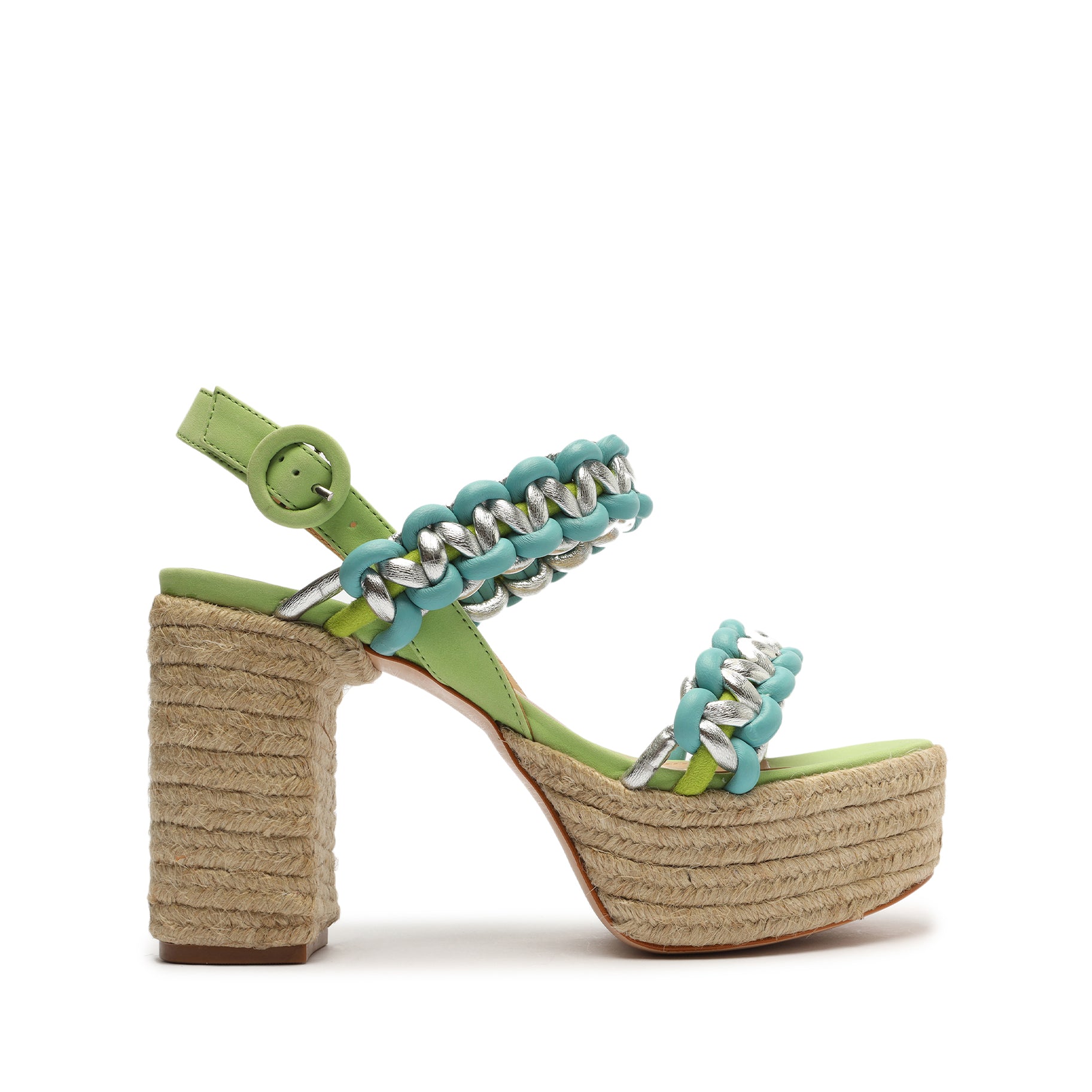 Juliet Plataform Suede & Leather Sandal Sandals OLD 5 Lime Green Suede & Metallic Leather - Schutz Shoes