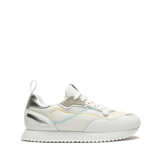 Penny Mixed Media Sneaker Inactive 5 White Leather - Schutz Shoes