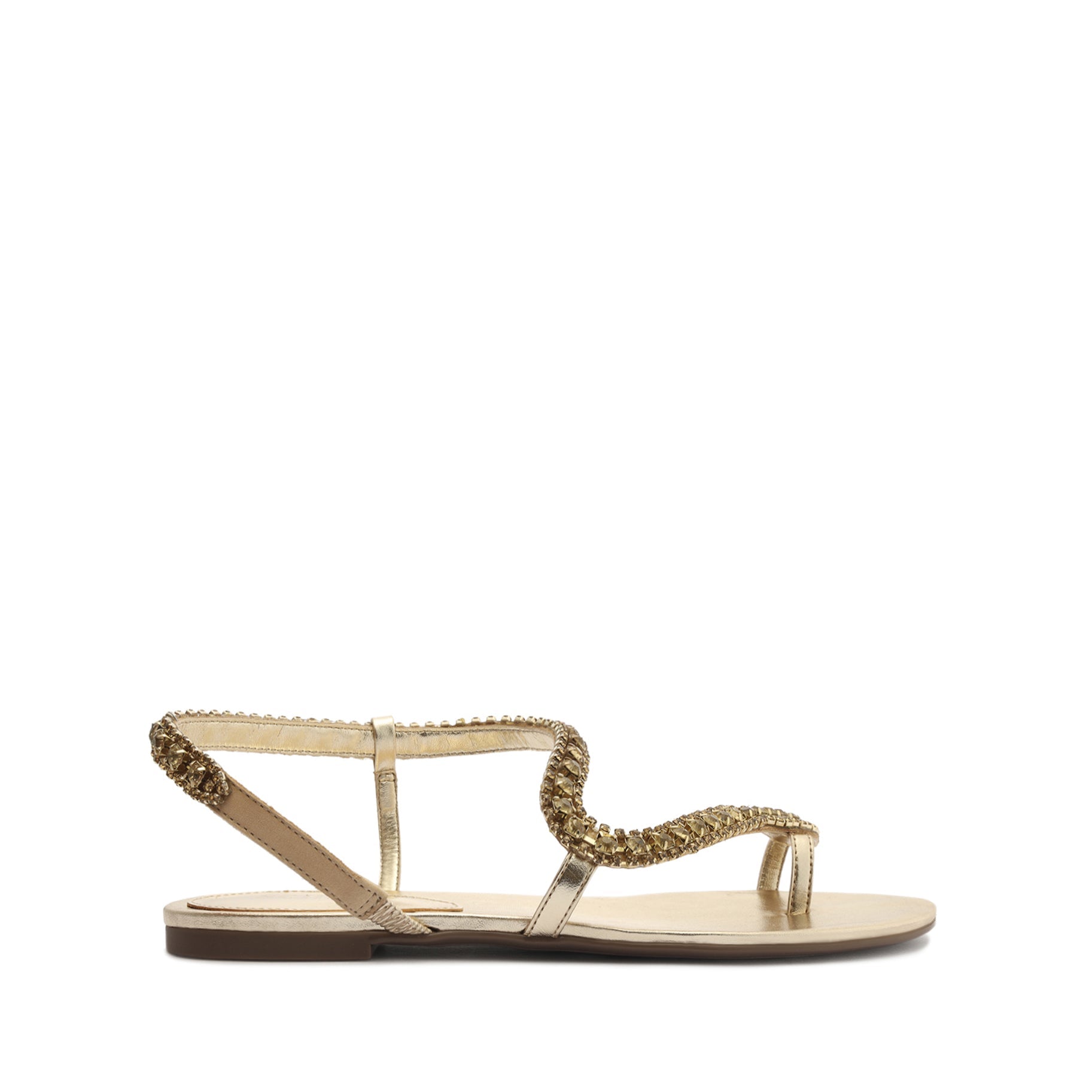 Court Metallic Sandal Flats Sale 5 Gold Metallic Synthetic & Crystals - Schutz Shoes