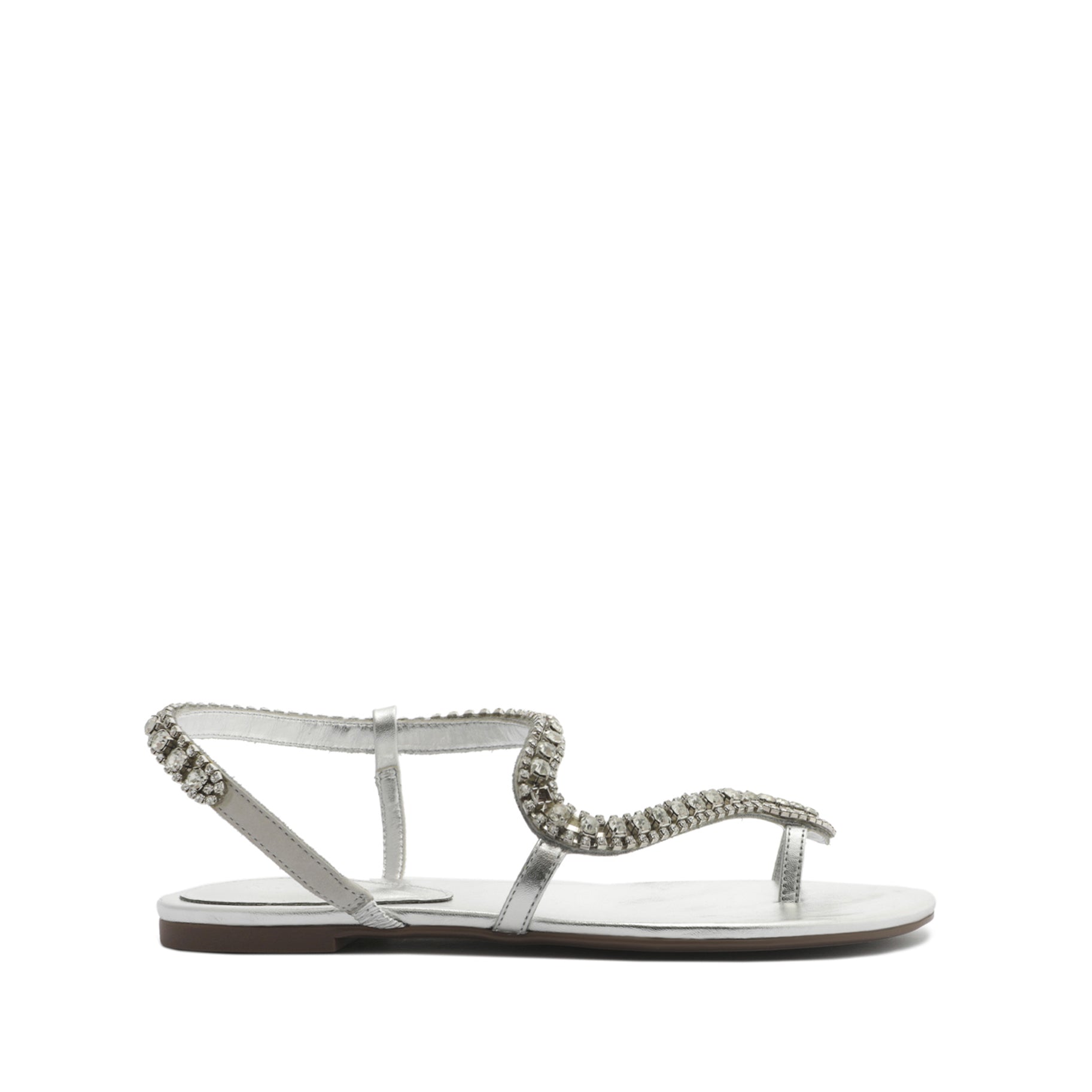 Court Metallic Sandal Flats Sale 5 Silver Metallic Synthetic & Crystals - Schutz Shoes