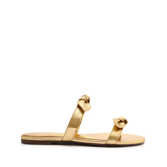 Alia Metallic Leather Sandal Flats Pre Fall 23 5 Gold Metallic Leather - Schutz Shoes