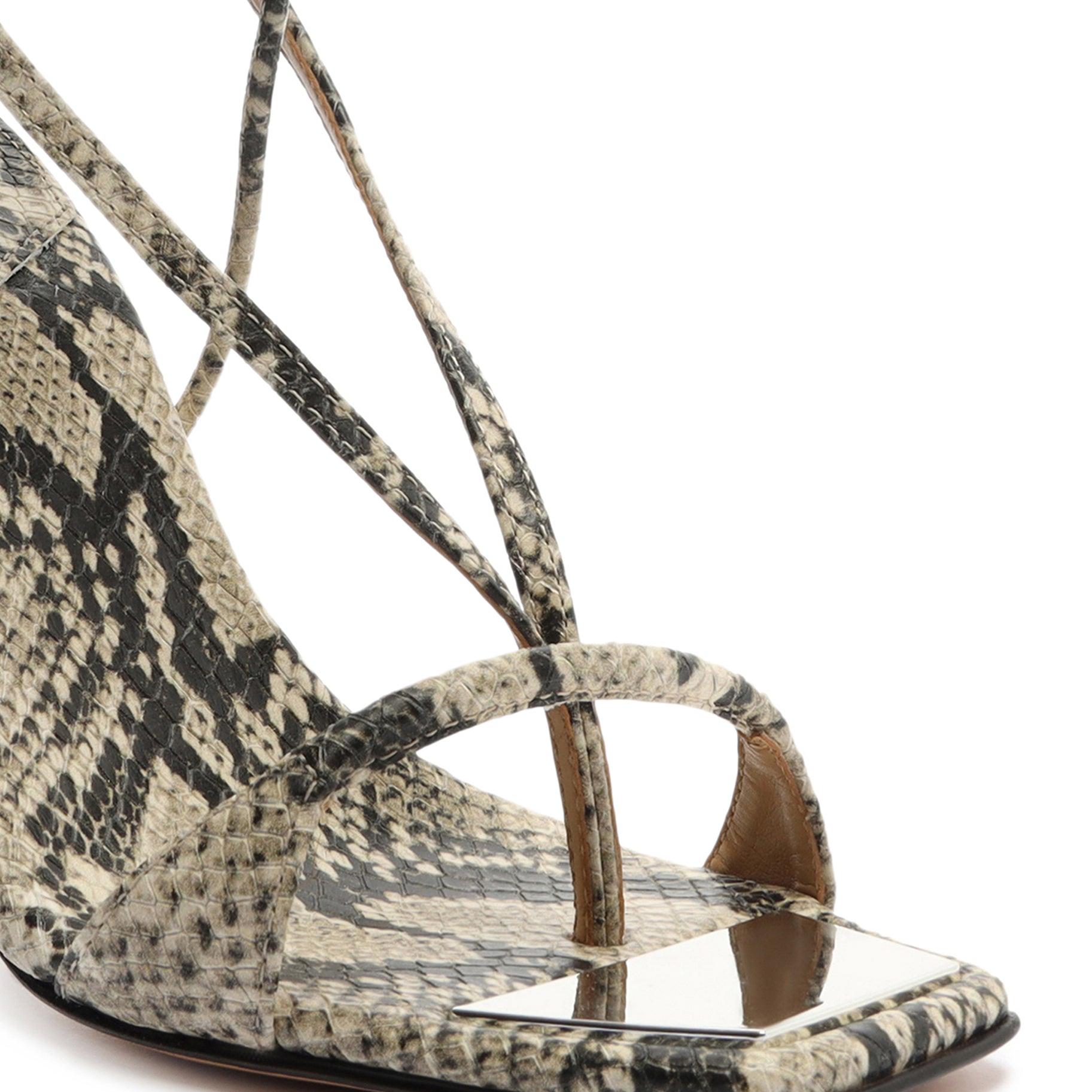 Vikki Snake-Embossed Leather Sandal Sandals OLD - ESSENTIAL    - Schutz Shoes