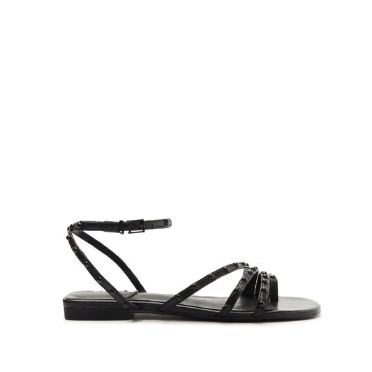 Anne Nappa Leather Flat Sandal Flats Sale 5 Black Nappa Leather - Schutz Shoes