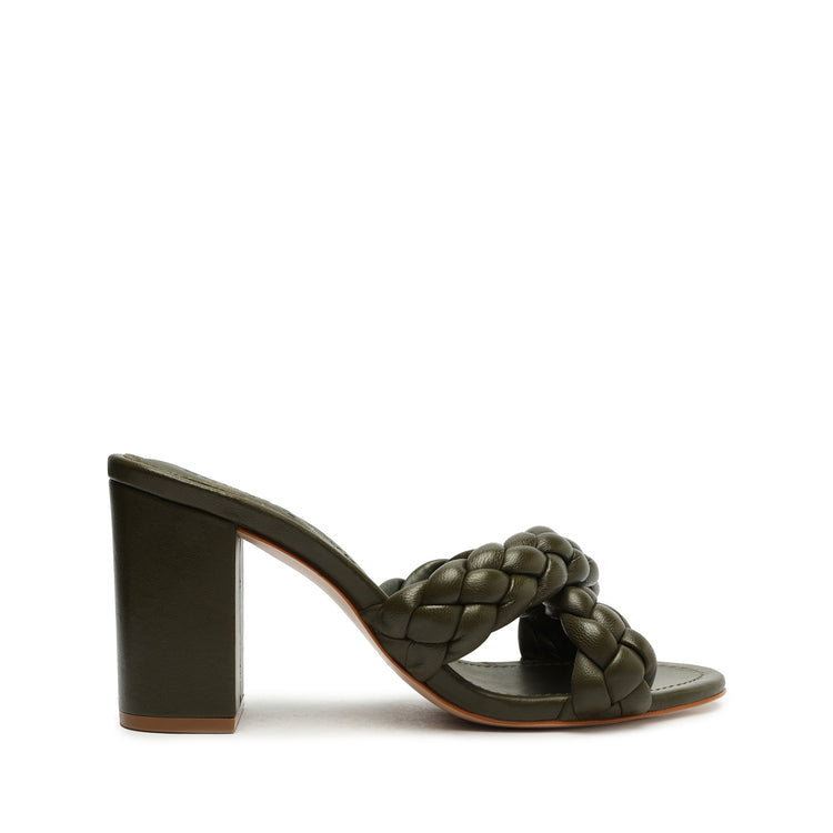 Cicely Block Sandal Military Green Faux Leather
