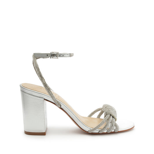 Jewell Block Metallic Nappa Leather Sandal FALL 23 5 Silver Metallic Nappa Leather - Schutz Shoes