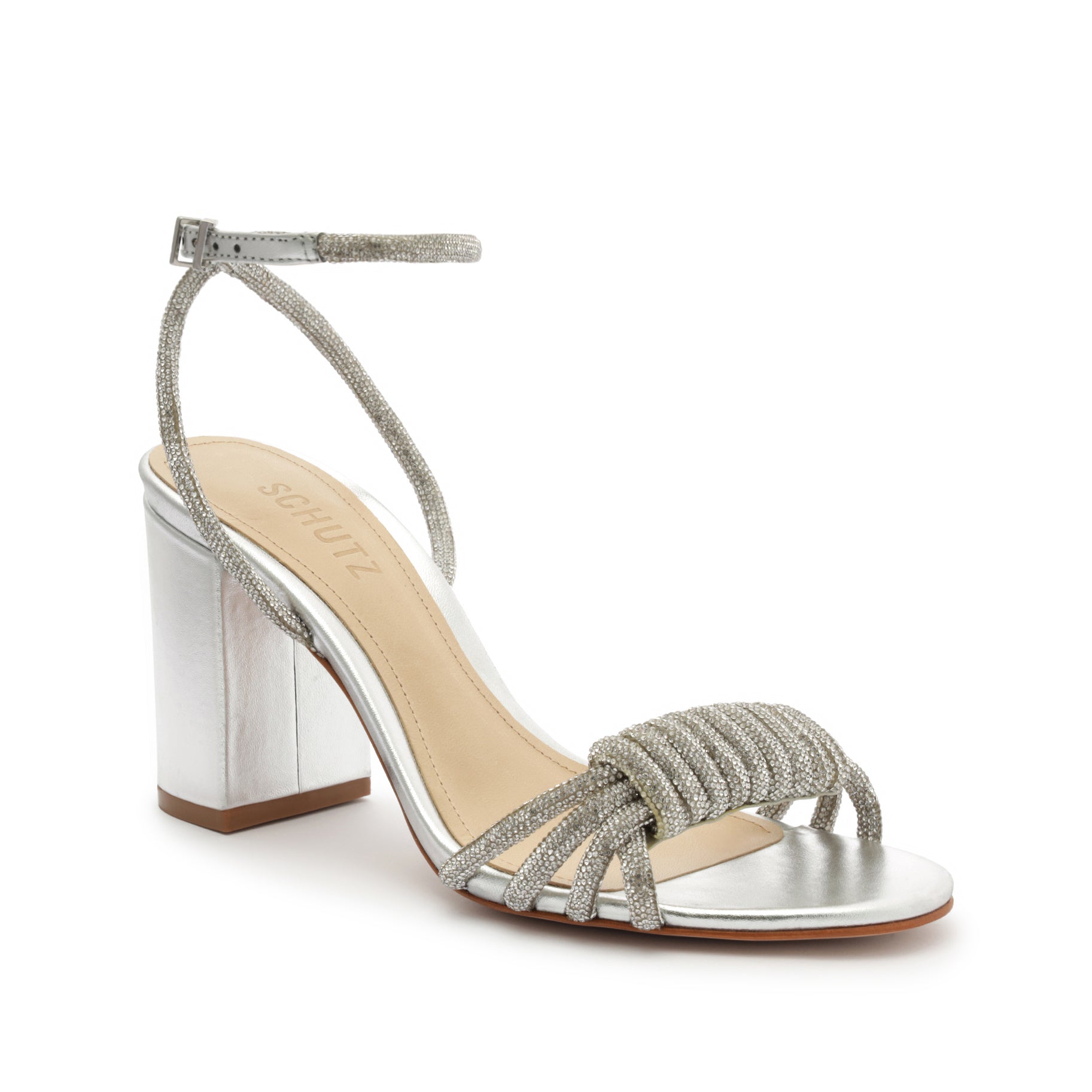 Jewell Block Metallic Nappa Leather Sandal Sandals FALL 23    - Schutz Shoes