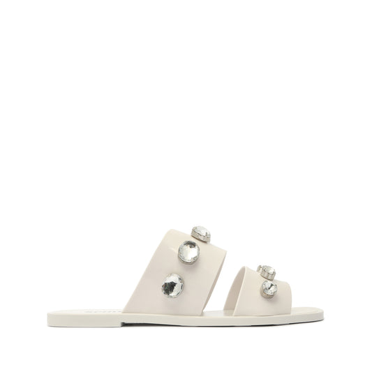 Lizzie Crystal Sandal Flats Sale 6 White PVC - Schutz Shoes