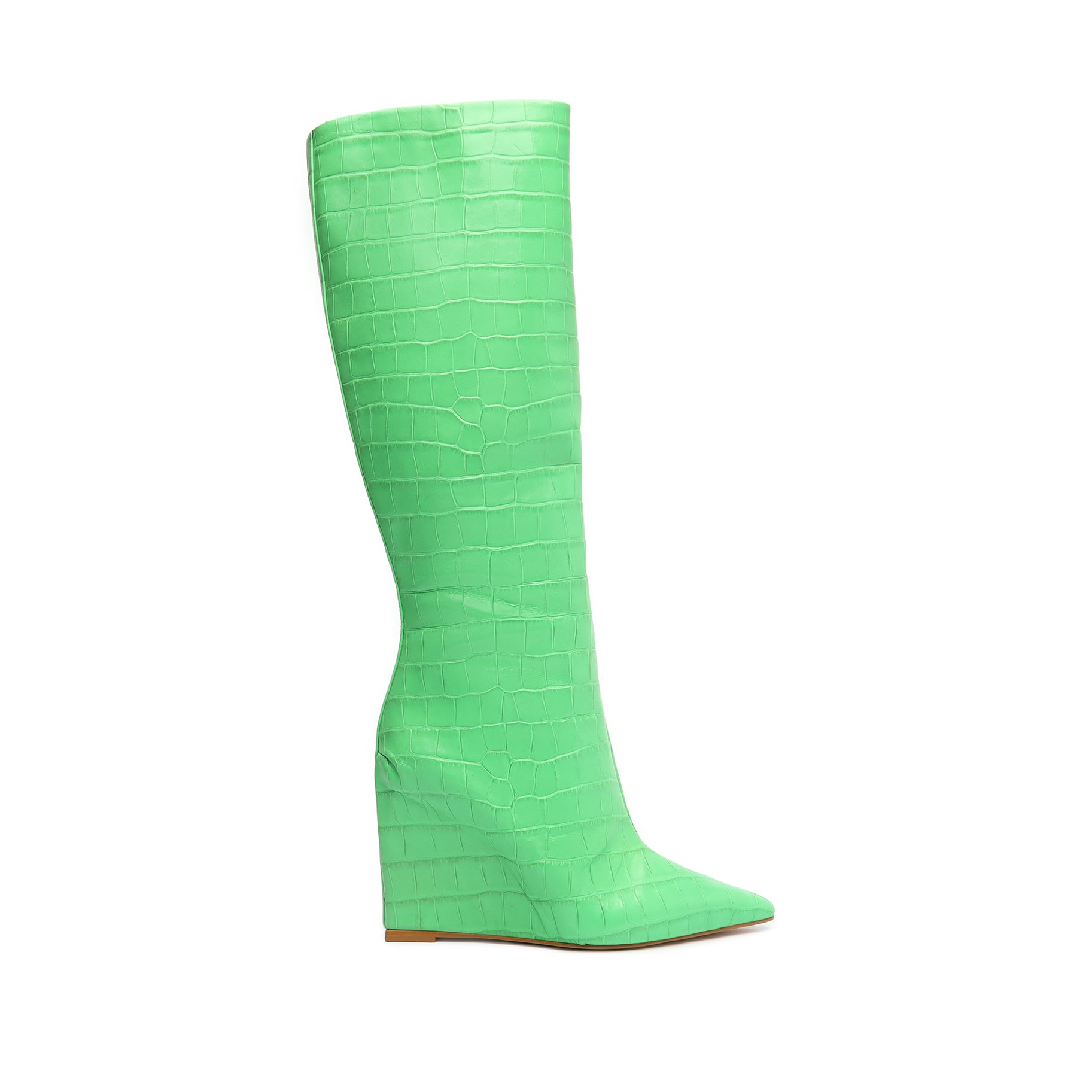 Asya Up Crocodile-Embossed Leather Boot Boots OLD 5 Gianni Green Crocodile-Embossed Leather - Schutz Shoes