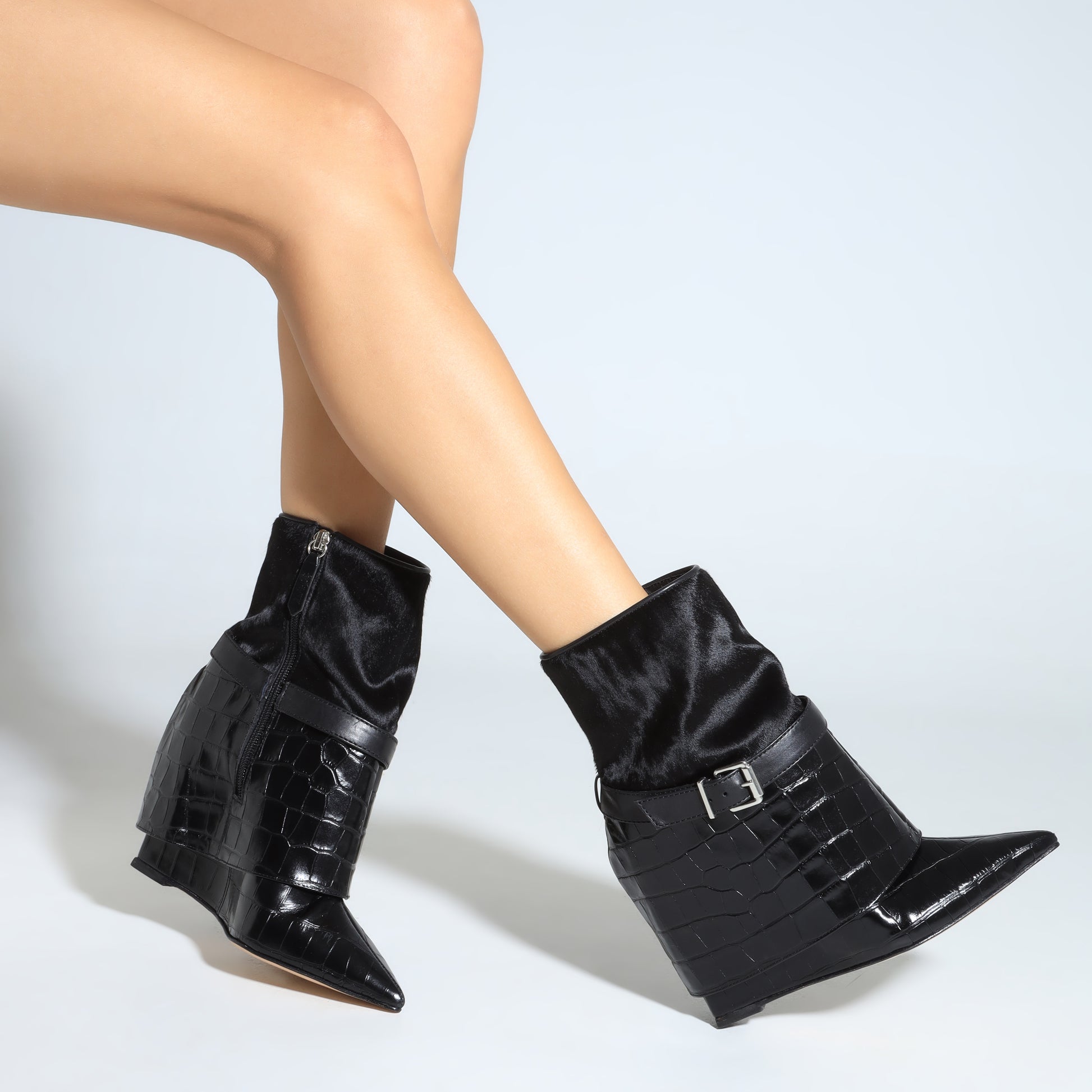 Jorian Crocodile-Embossed Leather Bootie Booties OLD    - Schutz Shoes