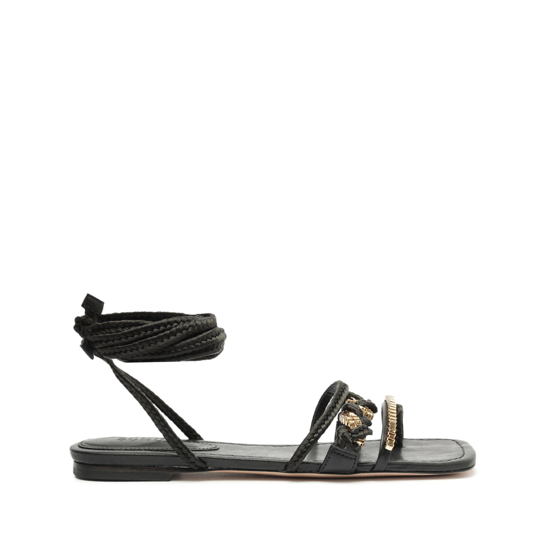 Guadalupe Leather Sandal Flats PRE FALL 23 5 Black Atanado Leather - Schutz Shoes