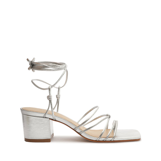 Athena Block Metallic Leather Sandal Sandals OLD 5 Silver Metallic Leather - Schutz Shoes