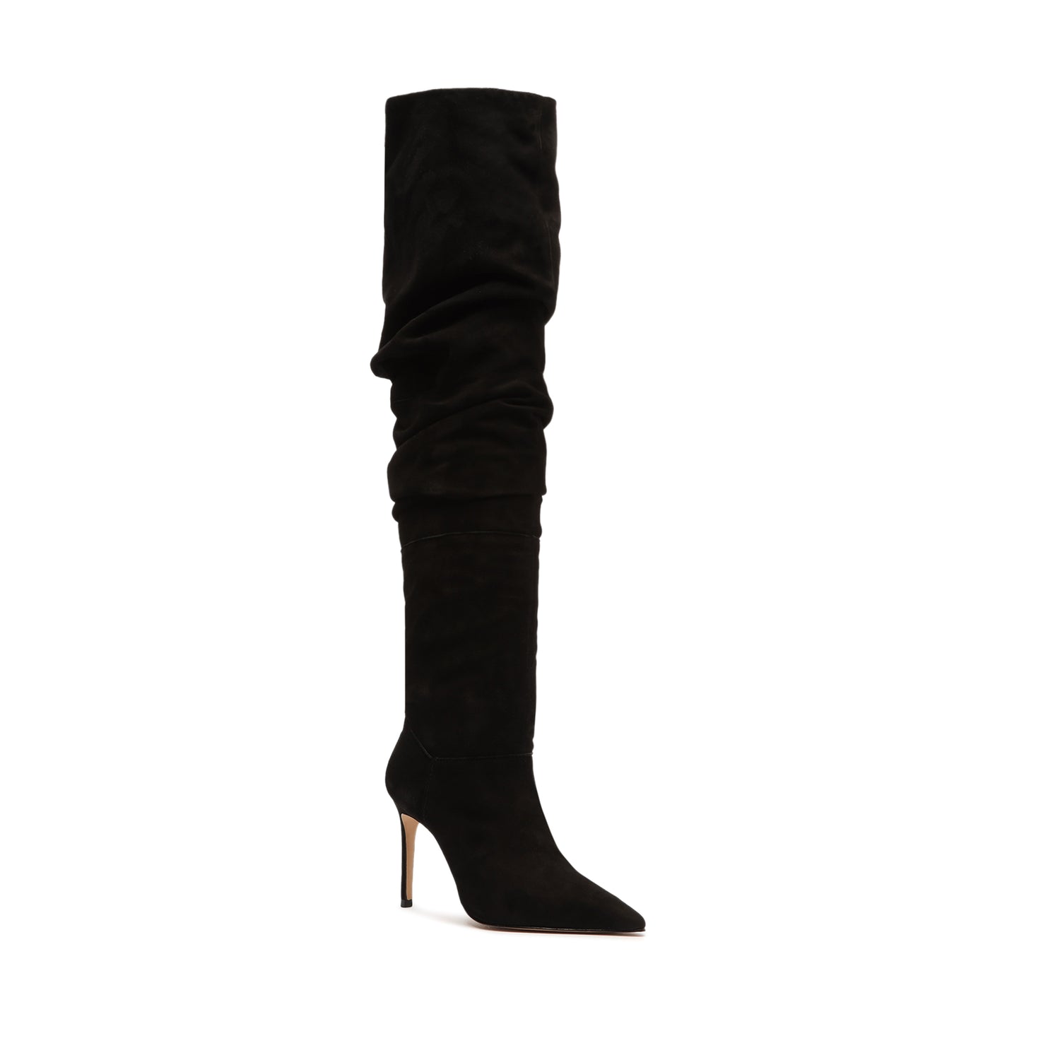 Ashlee Over The Knee Suede Boot Black Suede