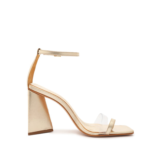 Avva Vinyl & Metallic Nappa Sandal Sandals Sale 5 Platina Gold Vinyl & Metallic Nappa Leather - Schutz Shoes