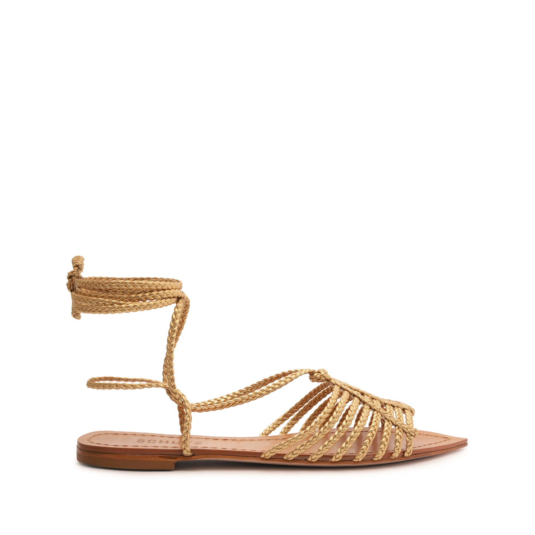 Adele Metallic Leather Sandal Flats Spring 23 5 Gold Metallic Leather - Schutz Shoes