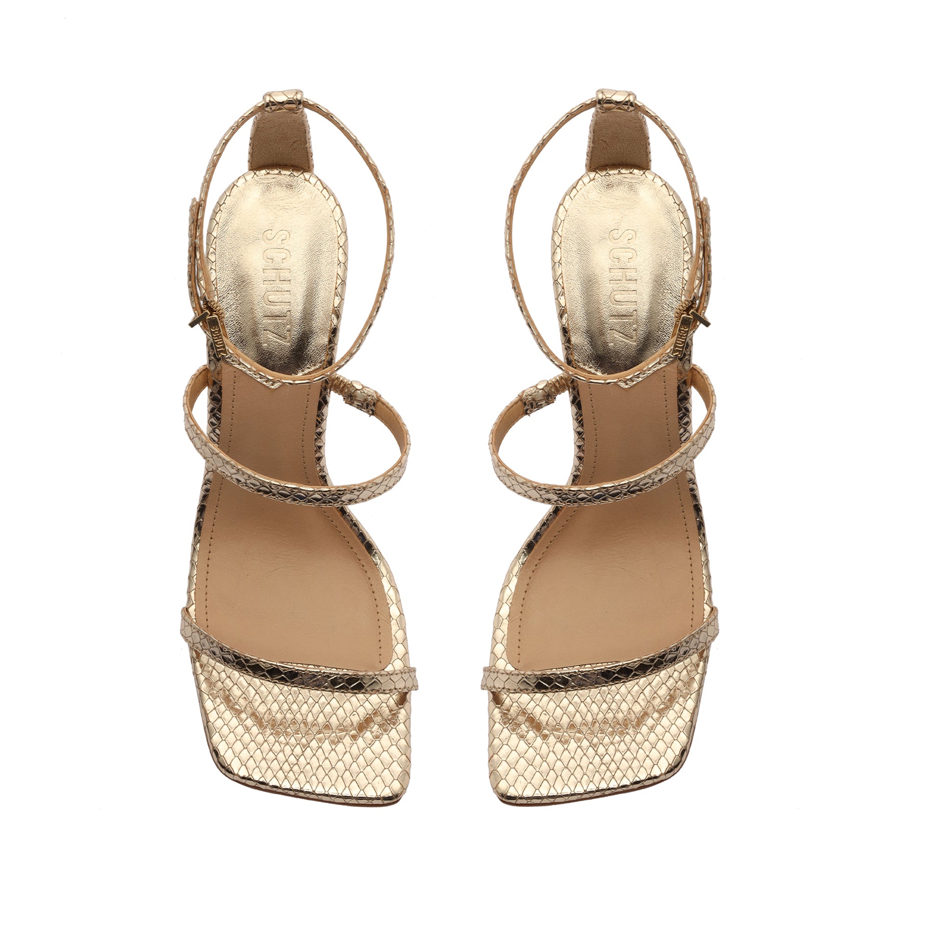 Nelli Metallic Snake-Effect Leather Sandal Sandals Sale    - Schutz Shoes