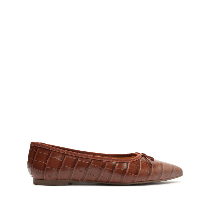 Dal Crocodile-Embossed Leather Flat Flats Sale 5 New Cognac Crocodile-Embossed Leather - Schutz Shoes