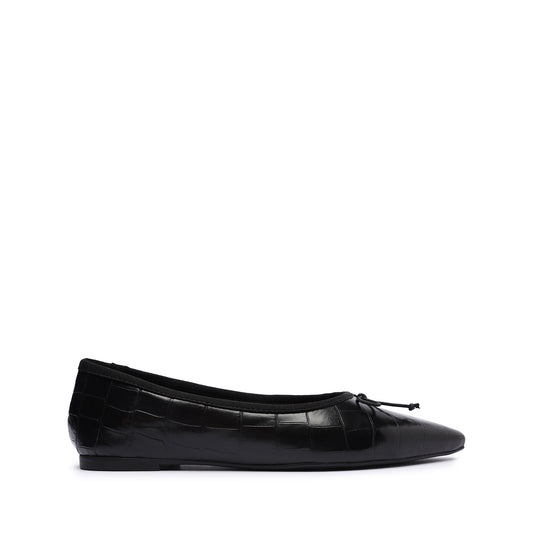 Dal Crocodile-Embossed Leather Flat Flats Sale 5 Black Crocodile-Embossed Leather - Schutz Shoes